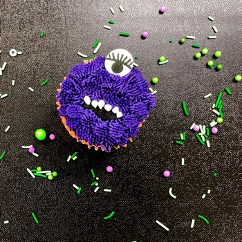 Furry Purple Monster Cupcake