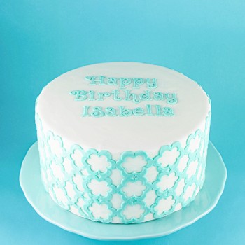Turquoise Floral Cut-Out Cake