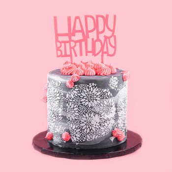 Marbled & Stenciled Birthday Cake