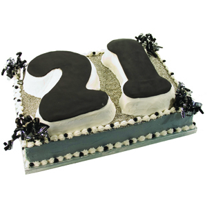 Black and Silver 21 Party Cake