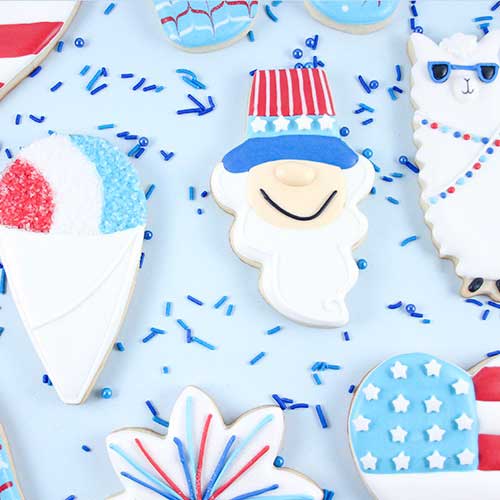uncle sam and snowcone decorated cookies for 4th of july