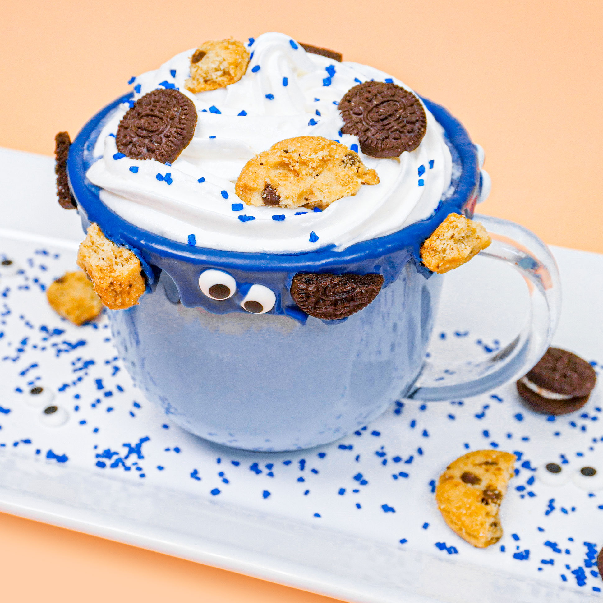 blue hot chocolate inspired by cookie monster