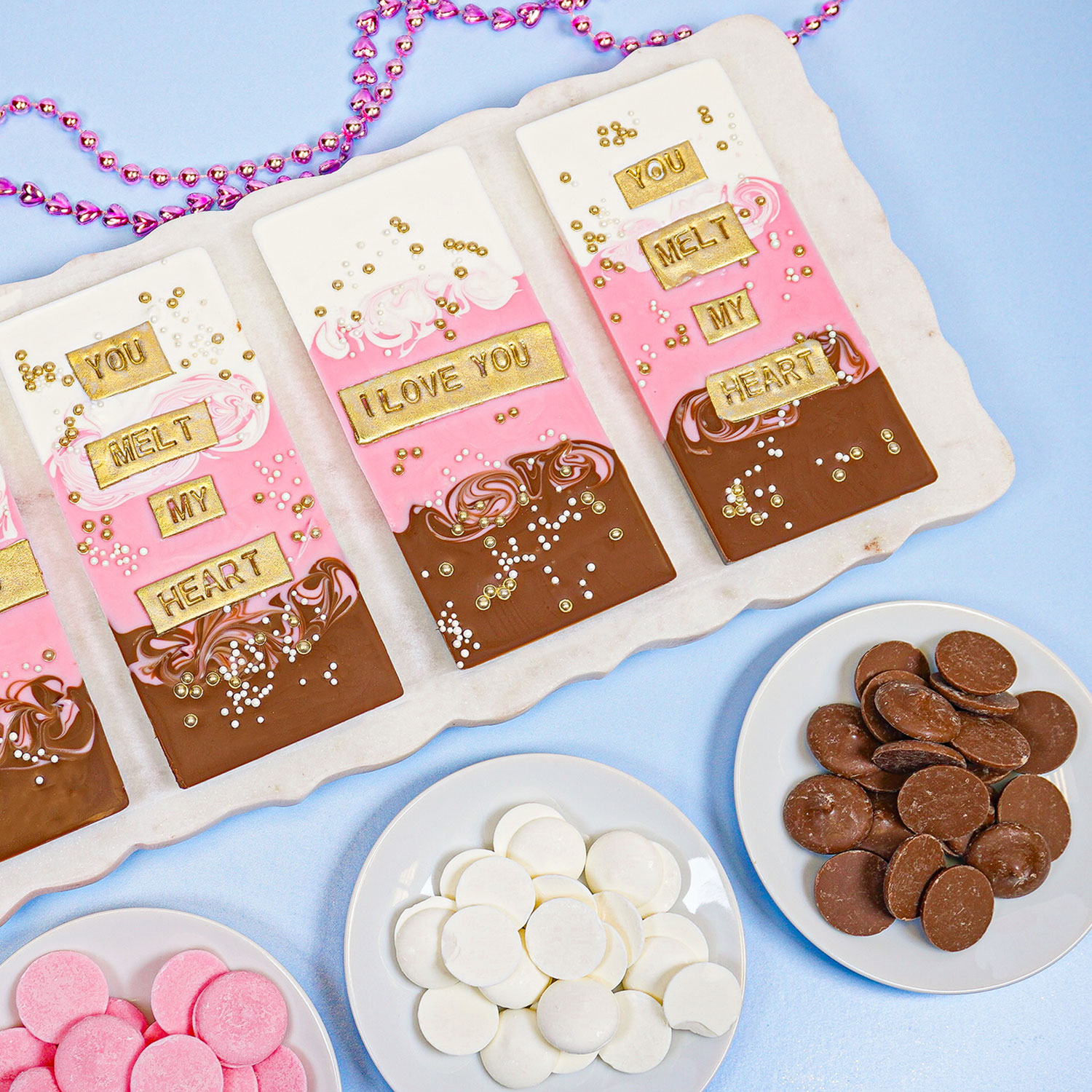 neapolitan chocolate bar with gold letters