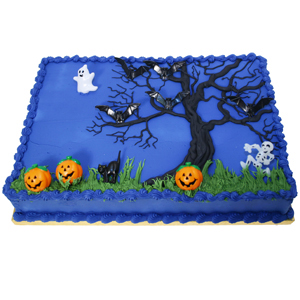 Midnight Blue Halloween Sheet Cake