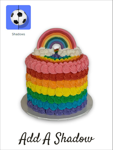 rainbow cake with a shadow added