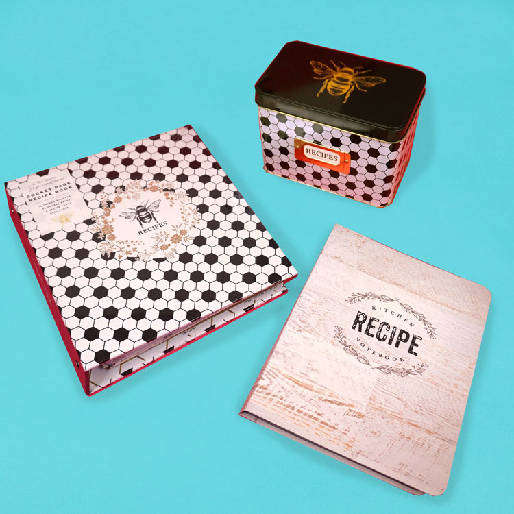 two recipe books and a recipe box