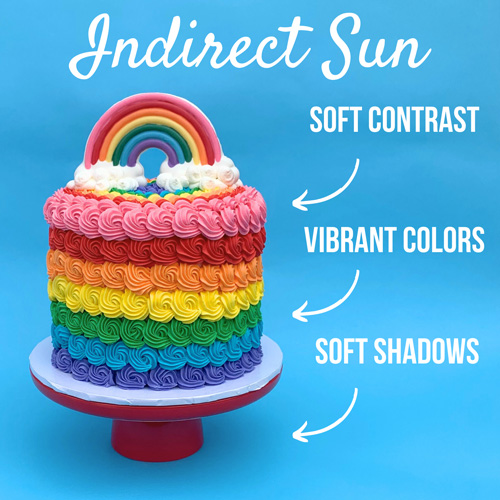 shot of a rainbow cake in shade - beautiful color - soft shadow