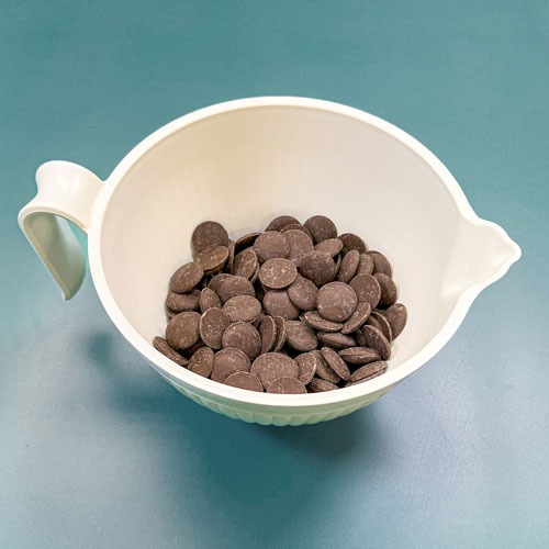 dark chocolate wafers in bowl