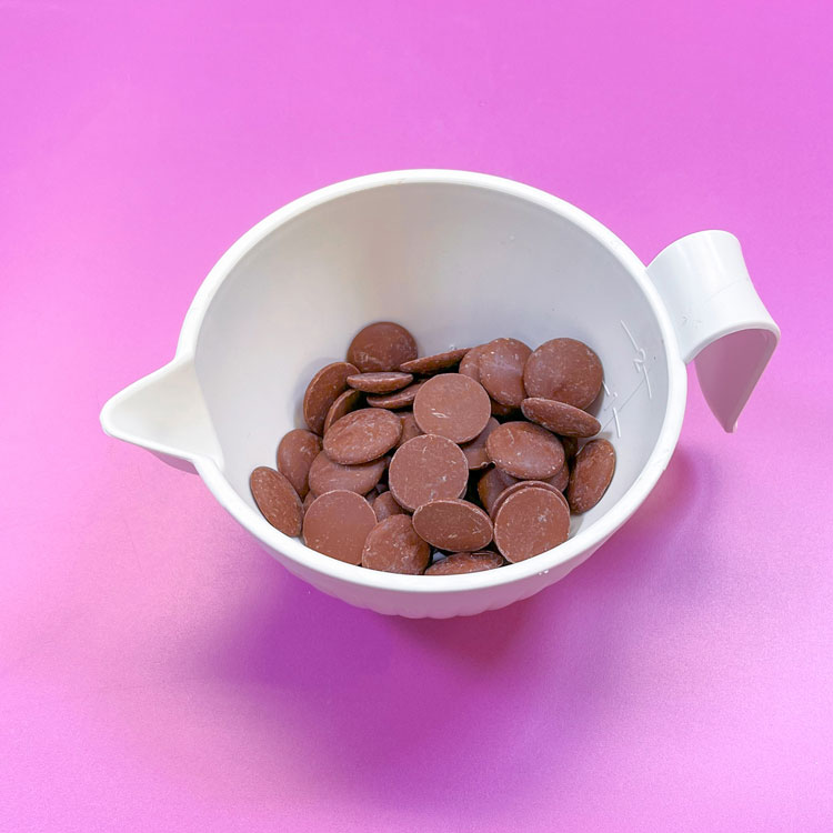 bowl of chocolate wafers to be melted