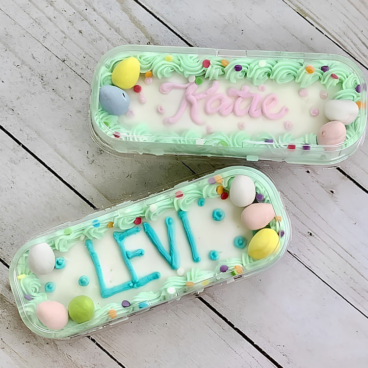 easter mini loaf cakes with children's names