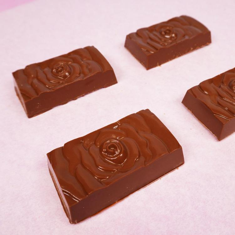 unmolded chocolate bars made with a bwb mold