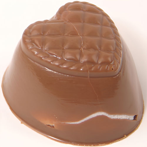 homemade filled chocolate piece that has cracked