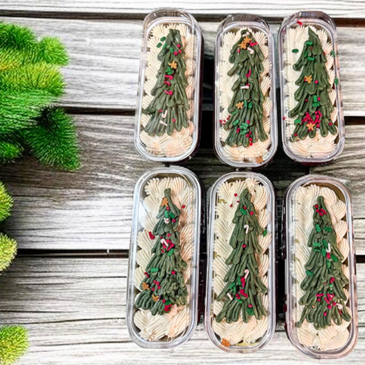christmas tree decorated mini loaf cakes