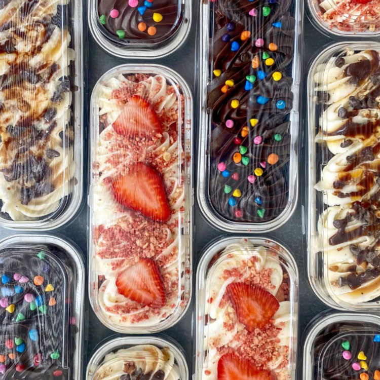 cosmic brownie, strawberry crunch, etc mini loaf cakes