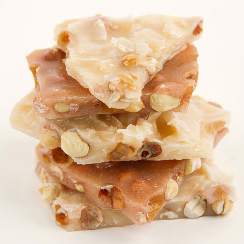 a stack of perfectly cooked peanut brittle