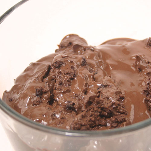 a bowl of chocolate that has seized from overheating