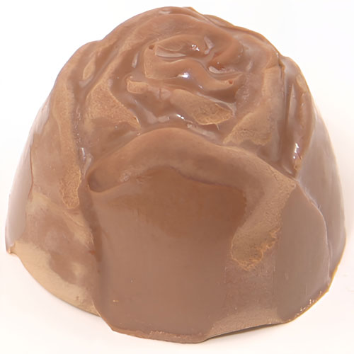 a homemade chocolate with white streaks from overheating