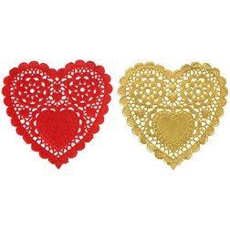 Red and Gold Heart Doilies