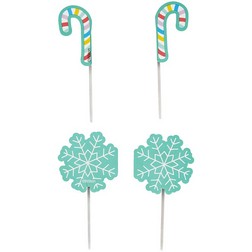 Snowflake and Candy Cane Cupcake Toppers