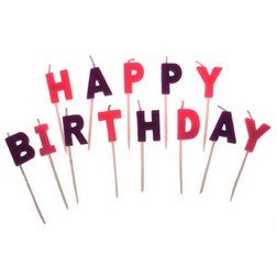 Happy Birthday in Pink Candle Pick