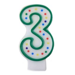 Green Number "3" Candle
