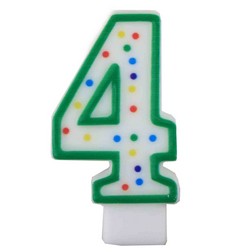 Green Number "4" Candle