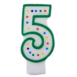 Green Number "5" Candle