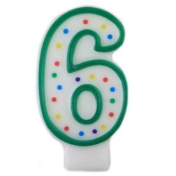 Green Number "6" Candle