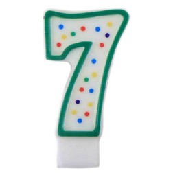 Green Number "7" Candle
