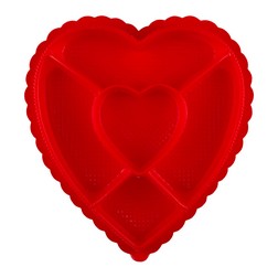 1 lb Red Heart Sectioned Candy Box with Clear Lid