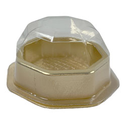 1 Pc Gold Candy Box with Clear Beveled Lid