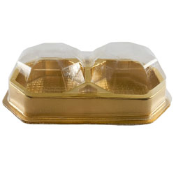 2 Pc Gold Candy Box with Clear Beveled Lid