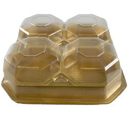 4 Pc Gold Candy Box with Clear Beveled Lid