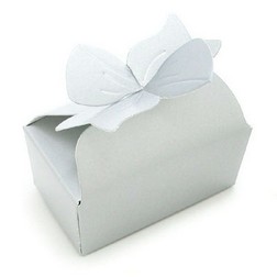 2 Pc White Bow Candy Box