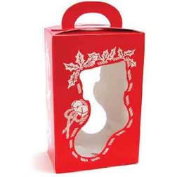 1 lb Red Christmas Stocking Tote Candy Box with Window