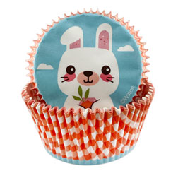 Orange Plaid Bunny Cupcake Liners
