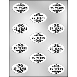 "25 YEARS" on Oval Chocolate Candy Mold