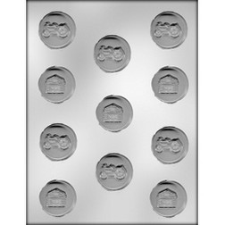 Tractor/Barn on Circle Chocolate Candy Mold