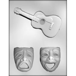 Large Comedy/Tragedy Faces & Guitars Candy Mold