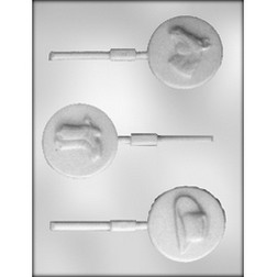 Horse, Hat & Boots on Circle Sucker Candy Mold