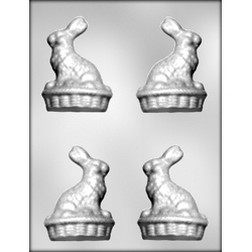 3D Bunny on Basket Chocolate Candy Mold