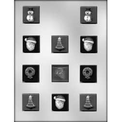 Christmas Assortment on Square Candy Mold