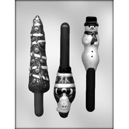 Santa, Tree & Snowman Pretzel Rod Candy Mold