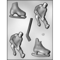 Hockey Player, Puck, Stick & Skates Chocolate Mold