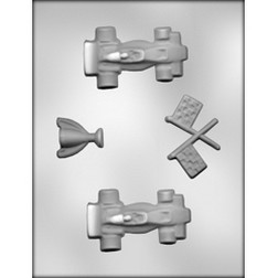 Race Cars, Trophy & Flags Chocolate Mold