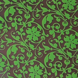 Chocolate Transfer Sheet - Green Floral Scroll