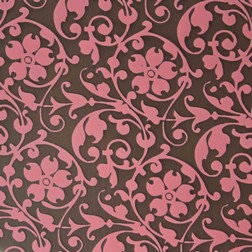 Chocolate Transfer Sheet - Pink Floral Scroll