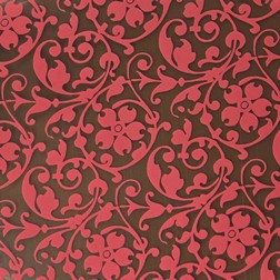 Chocolate Transfer Sheet - Raspberry Floral Scroll