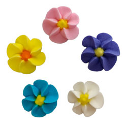 Assorted Colors Small Swirl Drop Flowers Icing Decorations