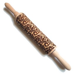 Bird and Leaf Patterned Rolling Pin